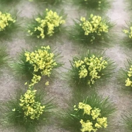 Yellow Flowering  Grass Self Adhesive Static Grass Tufts